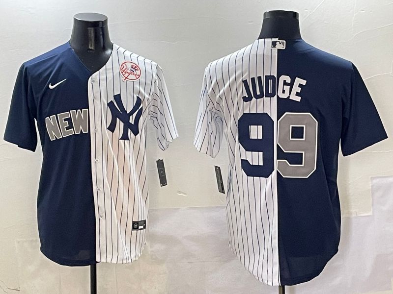 Men New York Yankees #99 Judge White Stripe Blue Game Nike 2025 MLB Jersey style 7->new york yankees->MLB Jersey
